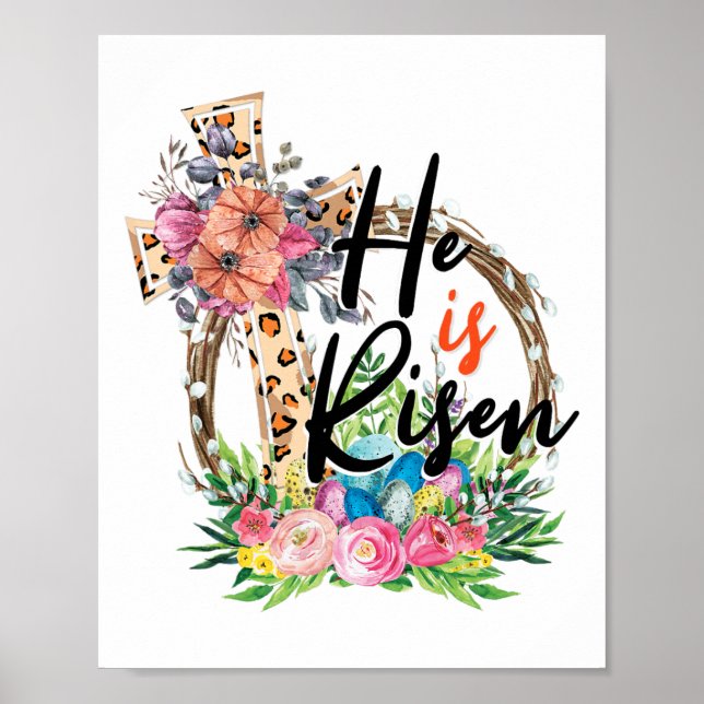 Poster Ele É Risen Jesus Felz pascoa Cristã Criança (Frente)