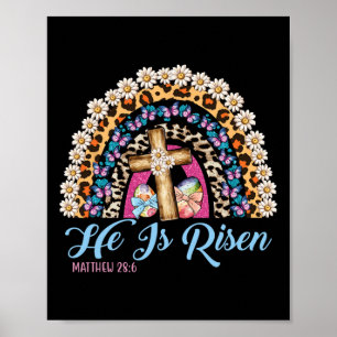 Poster Ele É Risen Leopard Felz pascoa Arco-Íris