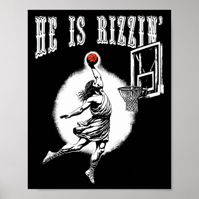 Poster Ele É Risen Páscoa Engraçado Jesus Jogando Bysketb (Frente)