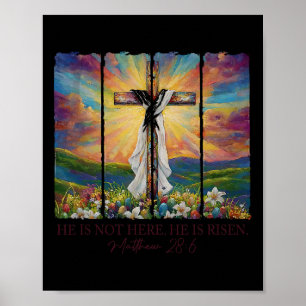 Poster Ele É Risen Primavera Páscoa Jesus Cruzando Christ