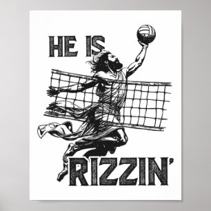 Poster Ele É Rizzin Engraçado Jesus Jogando Voleibol