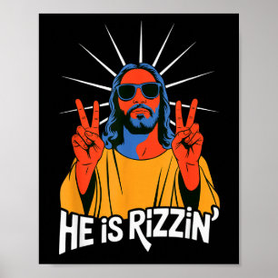Poster Ele É Rizzin Engraçado Jesus Meme Humor Cristão Ri