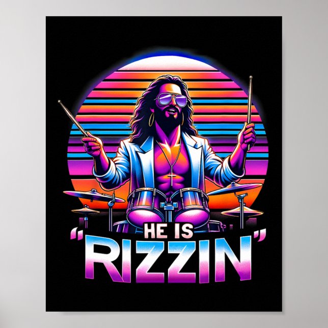 Poster Ele Está Rizzando Jesus Tem Cristo Engraçado (Frente)