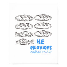 Ele Fornece Arte Cristã de Pão e Peixe na Parede