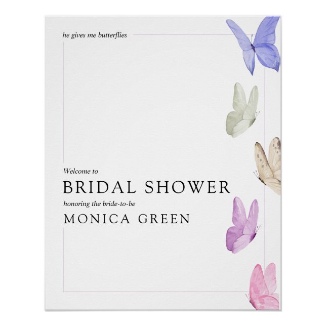 Póster Ele me dá sinal de boas-vindas borboletas (Frente)