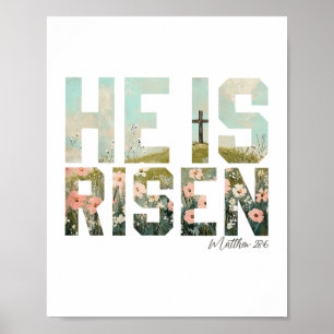 Poster Ele Ressuscitou Boho Páscoa Cristão Jesus