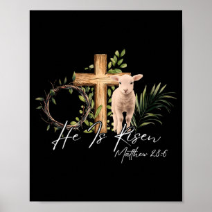 Poster Ele Ressuscitou Cruz Cristã Jesus Ovelha Versículo