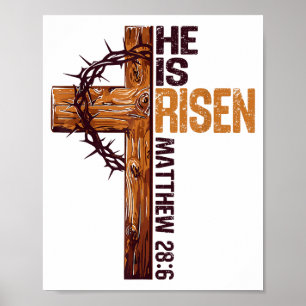 Poster Ele Ressuscitou Cruz Cristã Jesus Versículo Bíblic