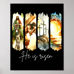 Poster Ele Ressuscitou Cruz Cristã Jesus Versículo Bíblic