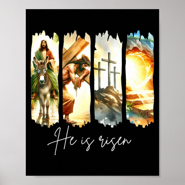 Poster Ele Ressuscitou Cruz Cristã Jesus Versículo Bíblic (Frente)