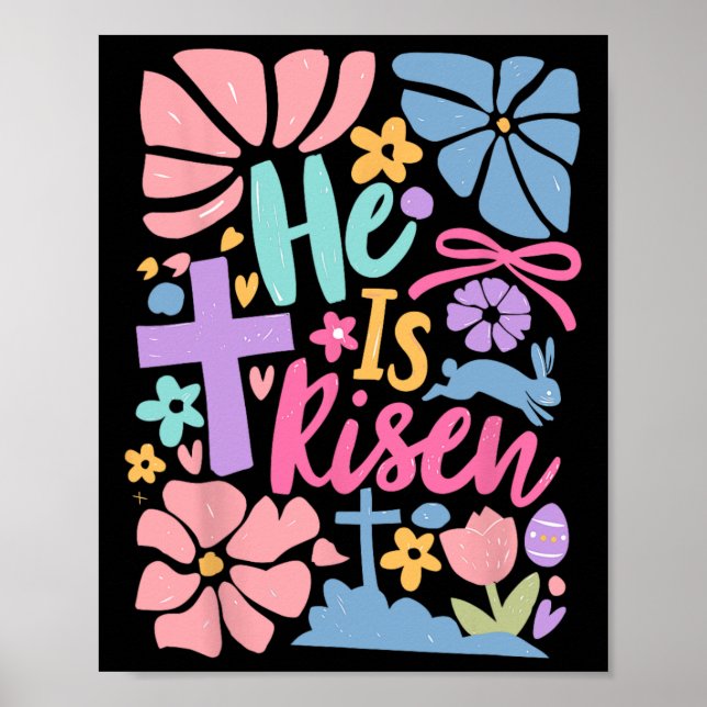 Poster Ele Ressuscitou Cruz de Páscoa Coquette Jesus Cris (Frente)