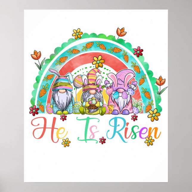 Poster ele ressuscitou gnomo, retrô, vintage (Frente)