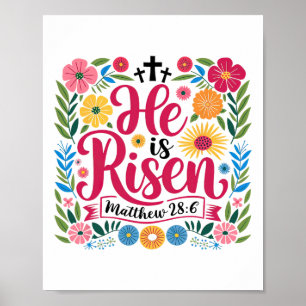 Poster Ele Ressuscitou Jesus Cristão Feliz Páscoa Bíblia 