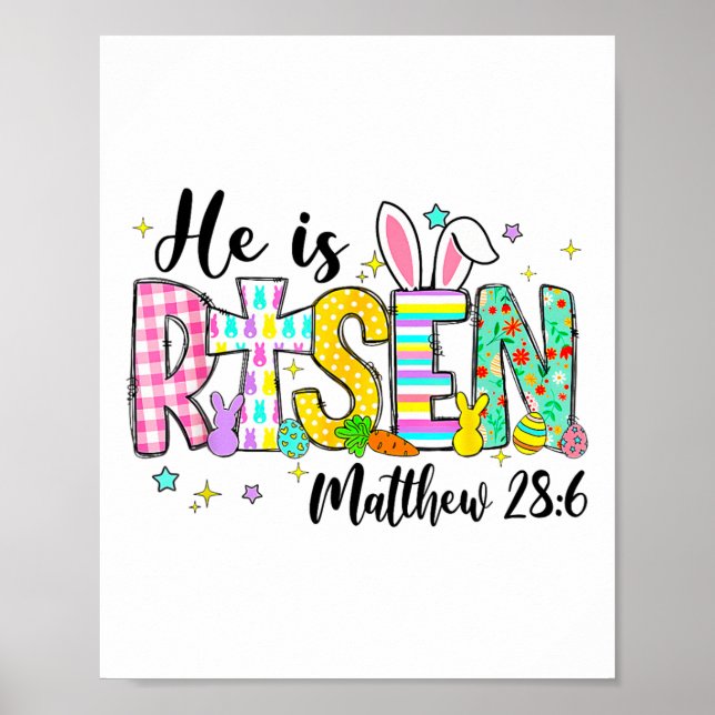 Poster Ele Ressuscitou Jesus Cristão Feliz Páscoa Mulhere (Frente)