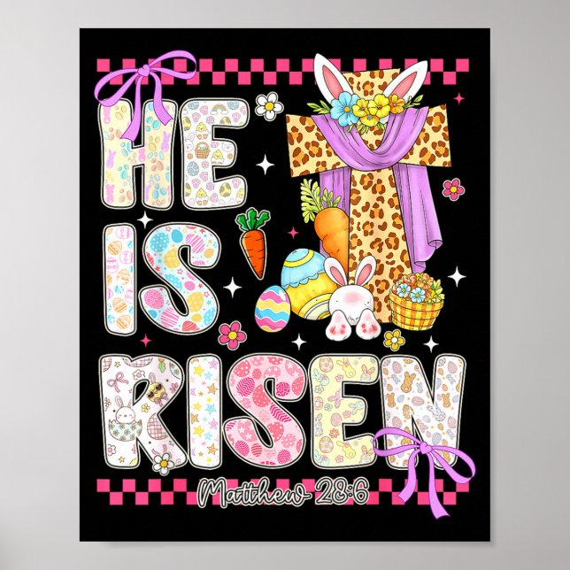 Poster Ele ressuscitou Jesus cristão feliz páscoa mulhere (Frente)
