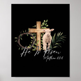 Poster Ele Ressuscitou Ovelha Cordeiro Cruz Jesus Cristão