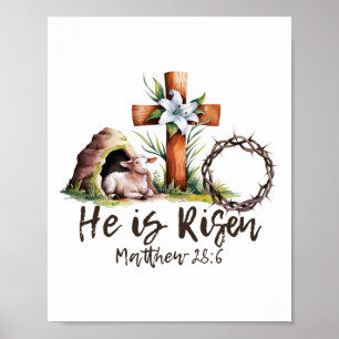 Poster Ele Ressuscitou Ovelha Cordeiro Cruz Jesus Cristão