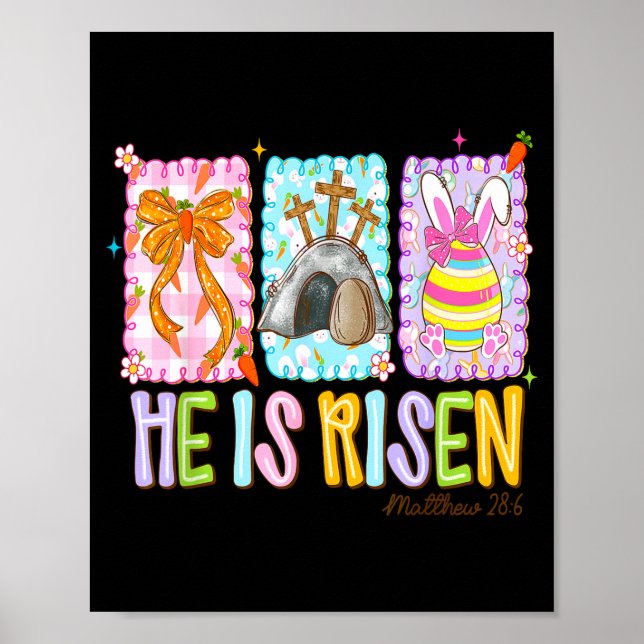 Poster Ele ressuscitou preppy páscoa cristão jesus fé (Frente)