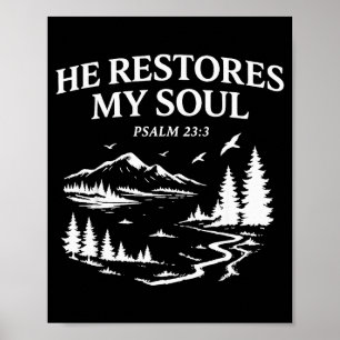 Poster Ele Restaura Minha Alma Salmo 23_3 Versão da Bíbli