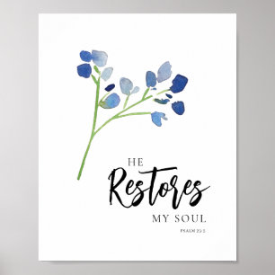 Poster Ele Restaura Minha Bíblia Azul Da Alma Verso