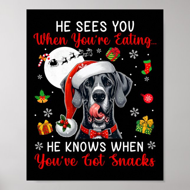 Poster Ele vê quando você come salgadinhos de Natal Grand (Frente)