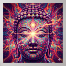 Poster Electric Chakra Buddha - Psychedelic Enlightenment