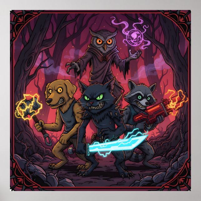 Poster Electric Fantasy Animal Warrior Art (Frente)