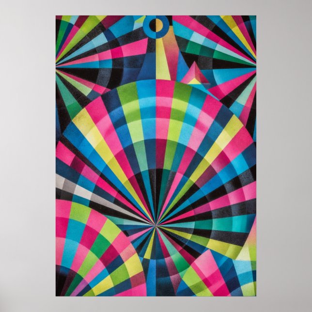 Poster Electric Geometry Radio Waves & Sunrays Art Deco  (Frente)