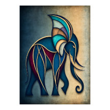 Elefante Abstrato Geométrico Arte Deco Animal Pare