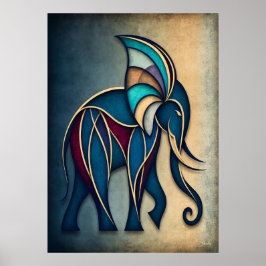 Poster Elefante Abstrato Geométrico Arte Deco Animal Pare