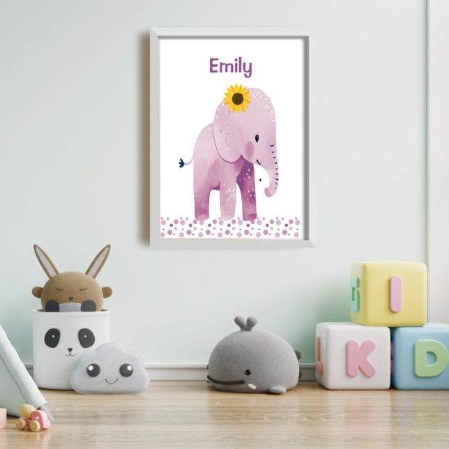 Poster Elefante Adorável Para Bebês Com Enfermeiro De Nom (Criador carregado)