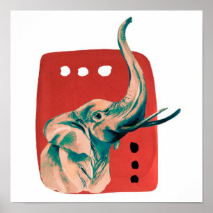 Poster Elefante Africano em Aquarela Abstrata