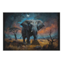 Póster Elefante Africano em Dusk