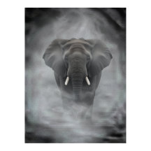 Elefante Africano em Névoa Serena Impasto