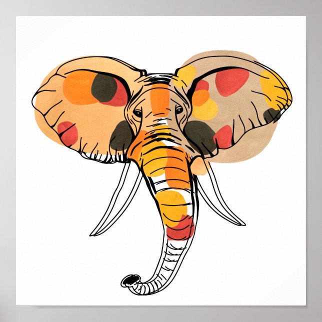 Poster Elefante Africano Multicolor (Frente)