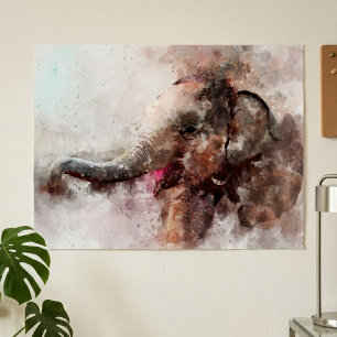 Poster Elefante Asiático Bestial, Feliz e Bravo