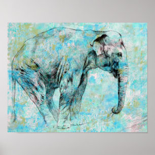 Póster elefante azul