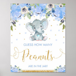 Poster Elefante Azul Adivinha Quantos Amendoins Jogam