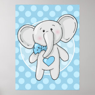 Poster Elefante azul - berçário bonito da sala dos beb