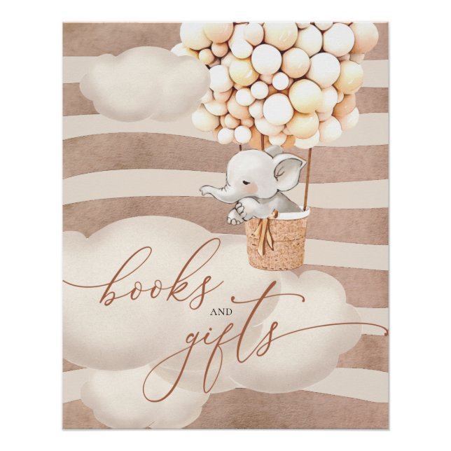 Póster Elefante Balão Bebês Livros e Presentes Poster (Frente)