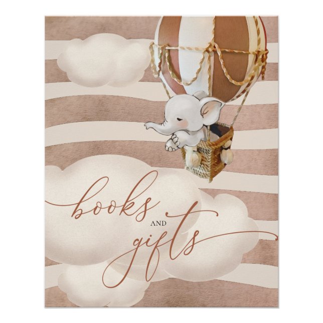 Póster Elefante Balão Bebês Livros e Presentes Poster (Frente)