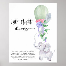 Poster Elefante & Balão \ Jogo de fraldas tarde da noite