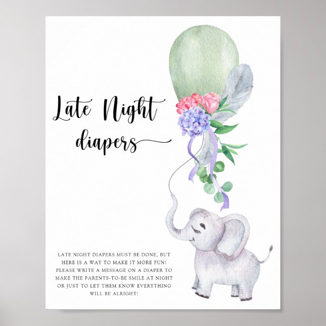 Poster Elefante & Balão \ Jogo de fraldas tarde da noite (Frente)