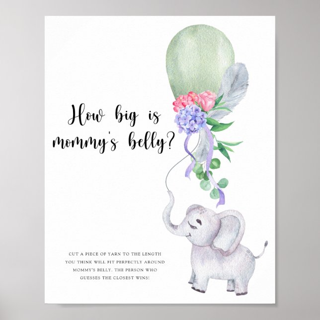 Poster Elefante & Balão Quão grande é a barriga da mamãe  (Frente)