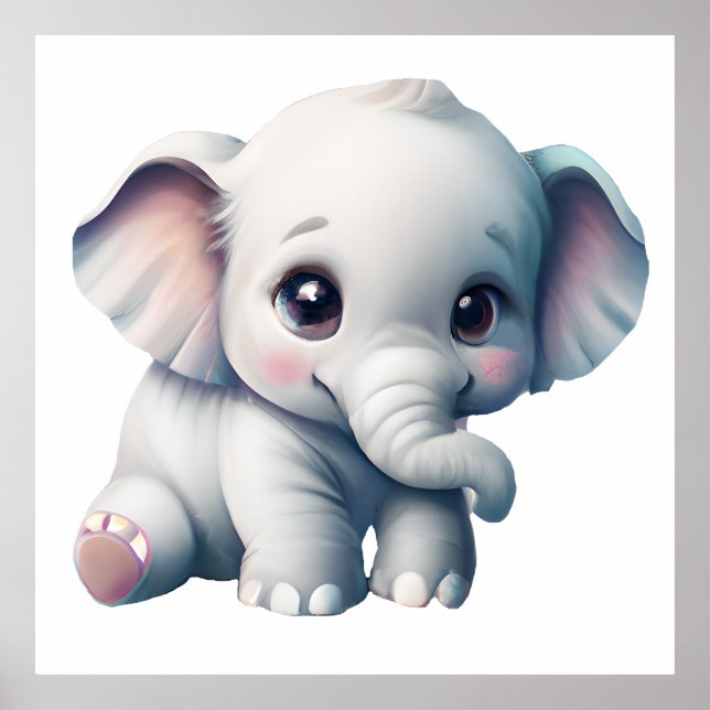 Poster Elefante Bebê Fofo Adorável Kawaii (Frente)