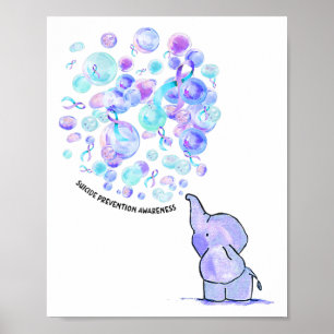 Poster Elefante Blue Roxo Balões Suicidas Prevenção A