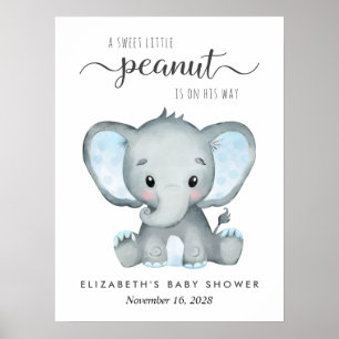 Poster Elefante Blue Watercolor Baby Boy Welcome