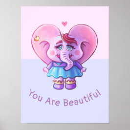 Poster Elefante Bonito Dizendo Que Você É Bonito