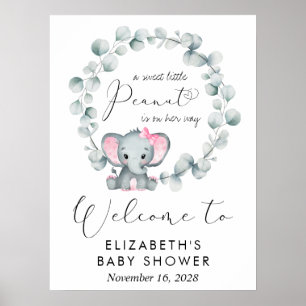 Poster Elefante Bonito Eucalyptus Baby Girl Chá Bem-vindo