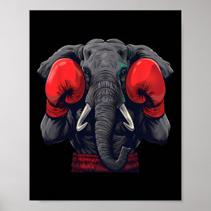 Poster Elefante Boxeador Com Luvas de Boxe Kickboxing Eng